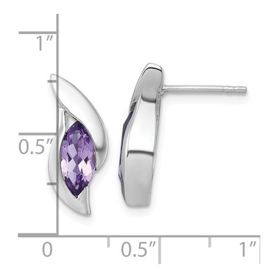 Sterling Silver Amethyst Marquise Stud Earrings – view 4