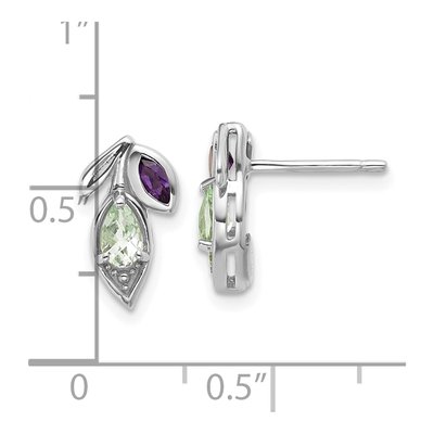 Sterling Silver Marquise Amethyst Leaf Stud Earrings – view 4
