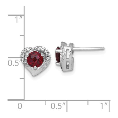 Sterling Silver Round Garnet & White Topaz Heart Stud Earrings – view 4