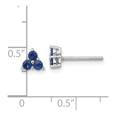 Sterling Silver Sapphire Round Three-Stone Stud Earrings – view 4