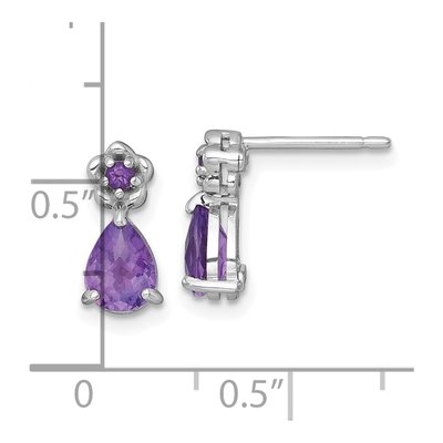 Sterling Silver Pear Amethyst Teardrop Flower Stud Earrings – view 4