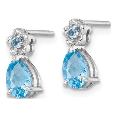 Sterling Silver Pear Swiss Blue Topaz Teardrop Stud Earrings – view 3