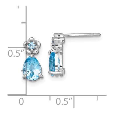 Sterling Silver Pear Swiss Blue Topaz Teardrop Stud Earrings – view 4