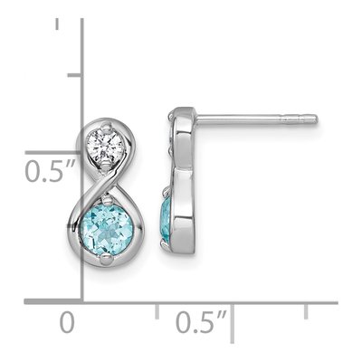 Sterling Silver Round Lab-Created Paraiba & CZ Infinity Stud Earrings – view 4