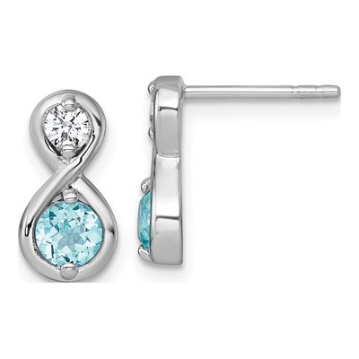 Sterling Silver Round Lab-Created Paraiba & CZ Infinity Stud Earrings