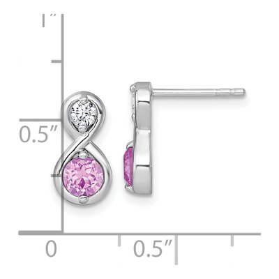 Sterling Silver Round Lab-Created Ruby & CZ Infinity Stud Earrings – view 4