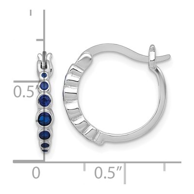 Sterling Silver 17mm Lab-Created Sapphire Graduated Hoop Earrings – view 4
