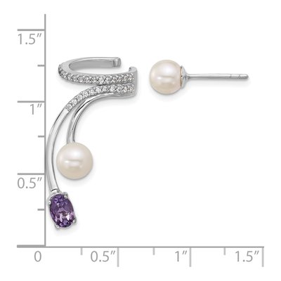 Sterling Silver Amethyst & Freshwater Cultured Pearl Cuff Ear Cuff – view 4
