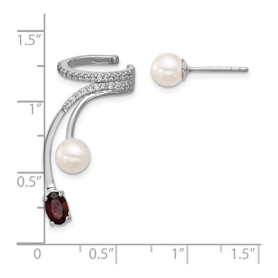 Sterling Silver Garnet & Freshwater Cultured Pearl Ear Cuff Ear Cuff – view 4