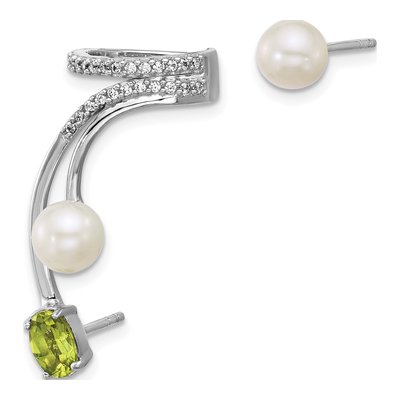 Sterling Silver Peridot & Freshwater Cultured Pearl Cuff Ear Cuff – view 2