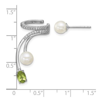 Sterling Silver Peridot & Freshwater Cultured Pearl Cuff Ear Cuff – view 4