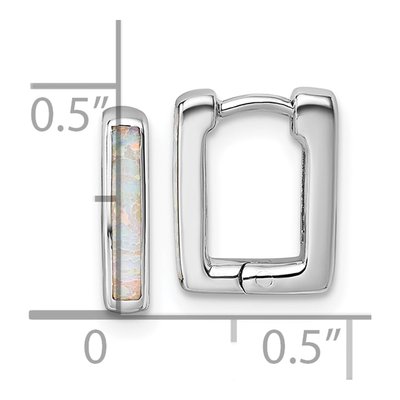 Sterling Silver 12mm Lab-Created Opal Huggie Hoop Earrings – view 5