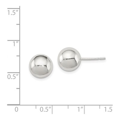 Sterling Silver 9mm Ball Earrings, Polished Post – view 5