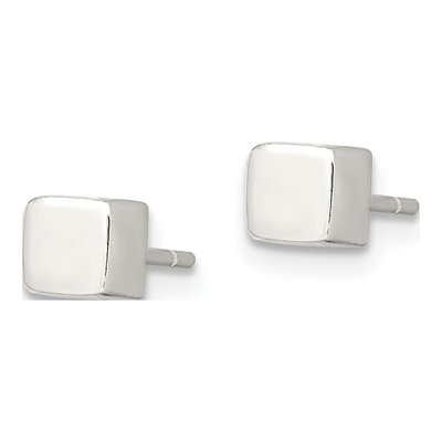 Sterling Silver Cube Stud Earrings – view 3