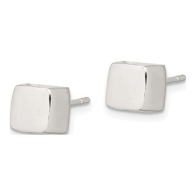 Sterling Silver Cube Stud Earrings – view 3