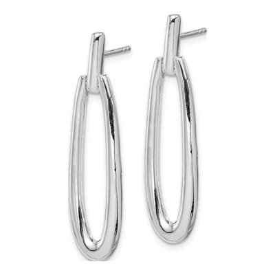 Sterling Silver Elongated Oval Dangle Earrings – view 3