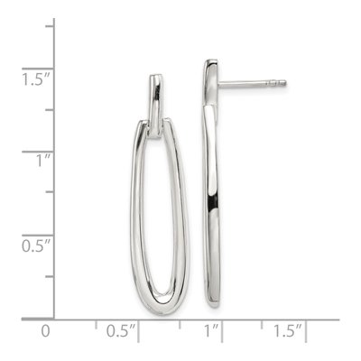 Sterling Silver Elongated Oval Dangle Earrings – view 5