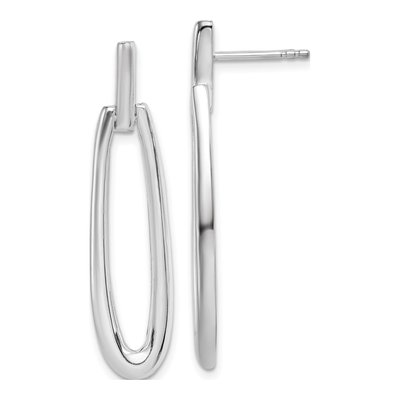 Sterling Silver Elongated Oval Dangle Earrings