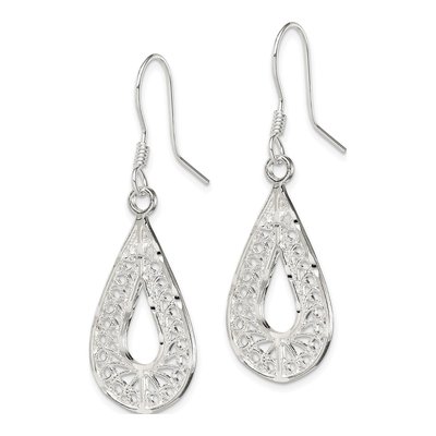 Sterling Silver Filigree Teardrop Dangle Earrings – view 3