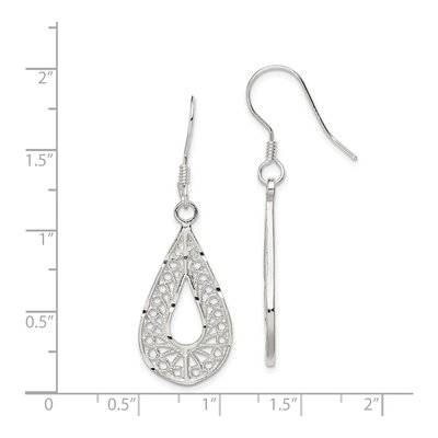 Sterling Silver Filigree Teardrop Dangle Earrings – view 5