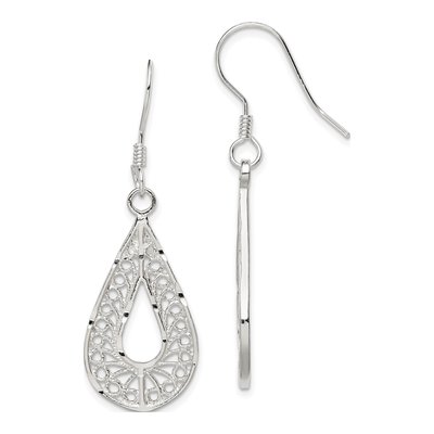 Sterling Silver Filigree Teardrop Dangle Earrings