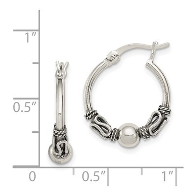 Sterling Silver 16mm Antiqued Beaded Hoop Earrings – view 5