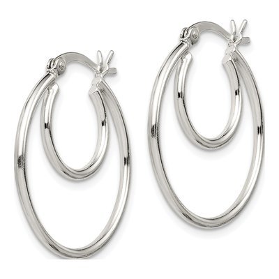 Sterling Silver 27mm Double Hoop Earrings – view 3