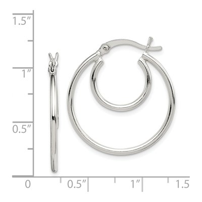 Sterling Silver 27mm Double Hoop Earrings – view 5