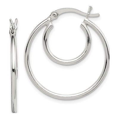 Sterling Silver 27mm Double Hoop Earrings