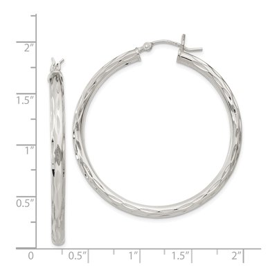 Sterling Silver 40mm Diamond-Cut Hoop Earrings – view 5