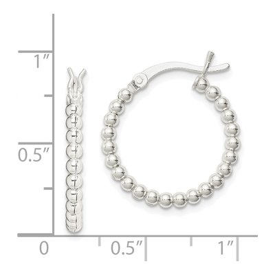 Sterling Silver 26mm Beaded Hoop Earrings – view 5