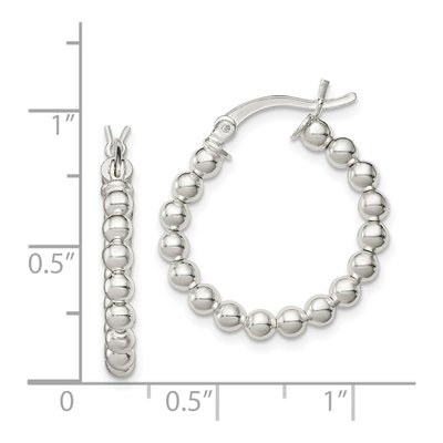 Sterling Silver 24mm Beaded Hoop Earrings – view 5