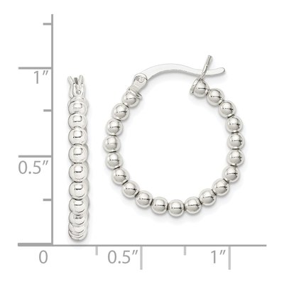 Sterling Silver 24mm Beaded Hoop Earrings – view 5