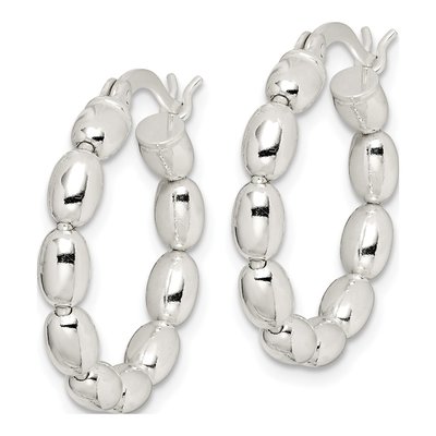 Sterling Silver 24mm Beaded Hoop Earrings – view 3