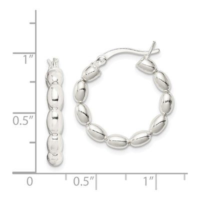 Sterling Silver 24mm Beaded Hoop Earrings – view 5