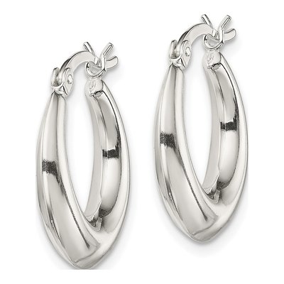 Sterling Silver 20mm Tapered Round Hoop Earrings – view 3