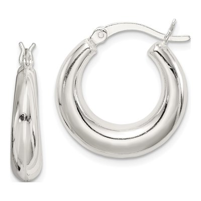 Sterling Silver 20mm Tapered Round Hoop Earrings
