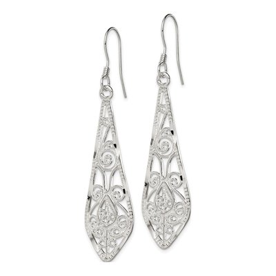 Sterling Silver Filigree Teardrop Dangle Earrings – view 3