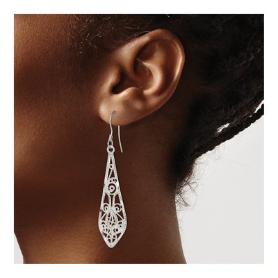Sterling Silver Filigree Teardrop Dangle Earrings – view 4