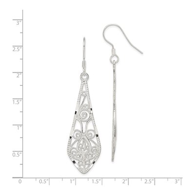Sterling Silver Filigree Teardrop Dangle Earrings – view 5