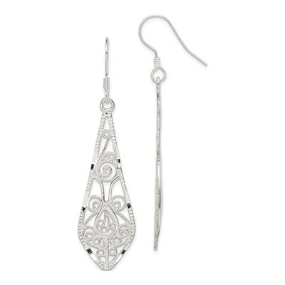 Sterling Silver Filigree Teardrop Dangle Earrings