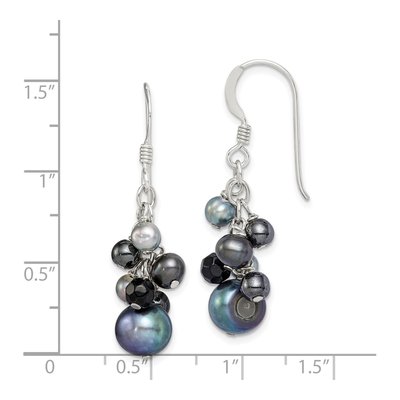 Sterling Silver Black Freshwater Cultured Pearl & Onyx Dangle Earrings – view 5