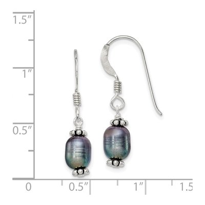 Sterling Silver Black Freshwater Cultured Pearl Dangle Earrings – view 5