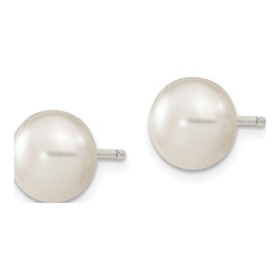 Sterling Silver Freshwater Cultured Pearl Button Stud Earrings – view 3