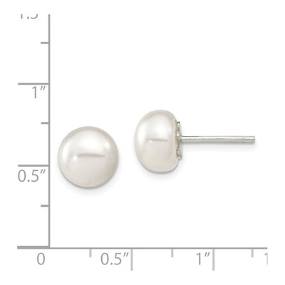 Sterling Silver Freshwater Cultured Pearl Button Stud Earrings – view 5