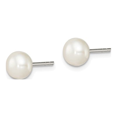 Sterling Silver Freshwater Cultured Pearl Button Stud Earrings – view 4