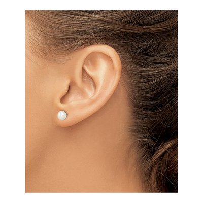 Sterling Silver Freshwater Cultured Pearl Button Stud Earrings – view 5