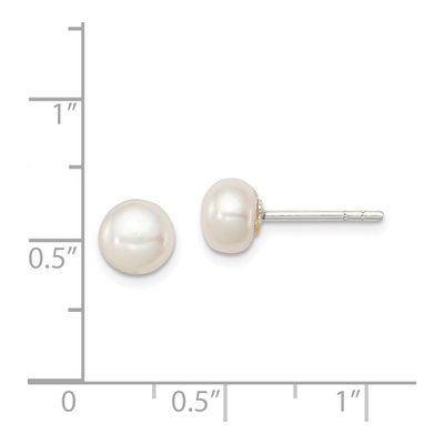 Sterling Silver Freshwater Cultured Pearl Button Stud Earrings – view 6