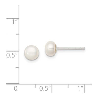 Sterling Silver Freshwater Cultured Pearl Button Stud Earrings – view 5