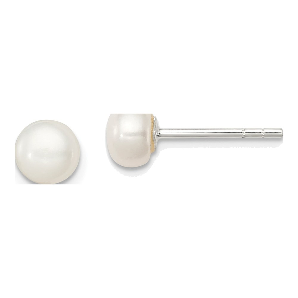Sterling Silver Freshwater Cultured Pearl Button Stud Earrings